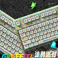 ECHOME Graffiti Party KeyCap Set 133key PBT Dye Subbed Cherry Profile Keyboard Cap Custom Anime Key Caps for Mechanical Keyboard