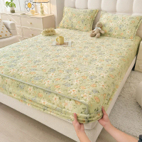 2026 Milk Velvet Bed Sheet Three-Piece Set Winter Thickened Mattress Cover Protector Fleece Bed Shee