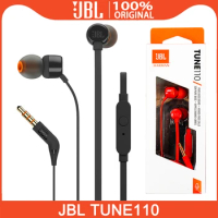 Original JBL TUNE110 In-Ear Headphones Stereo Music Bass Earphone With Mic JBL T110 3.5mm Wired Earbuds Deep Bass Gaming Headset