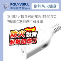 強強滾優選~ POLYWELL 2P中繼型電源延長線 單插座延長線 自動斷電 寶利威爾 台灣現貨15尺450CM
