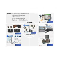 PAKET SOUND SYSTEM KARAOKE (WIRELLES MICROPHONE + 12" SPEAKER + STAND + POWER MIXER 4 CHANNEL + 12" 