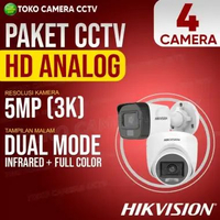 PAKET CCTV ANALOG HIKVISION 5MP 4 CHANNEL 4 KAMERA TANPA HARDDISK DUAL MODE