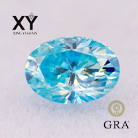 Moissanite Stone Aquamarine Color Oval Cut with GRA Report Lab Grown Gemstone Jewelry Making Materials Free Shipping
