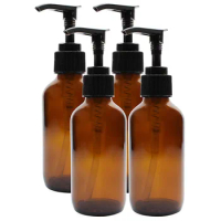 4oz Amber Glass Foaming Pump Bottles 4Pack Lotions Liquid Soap Aromatherapy shampoo bottle Jars Home Brewing Kefir