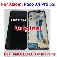 Original For Xiaomi Poco X4 Pro 5G LCD Display Touch Screen Digitizer Assembly Sensor + Frame Redmi Note 11E Pro Phone Pantalla