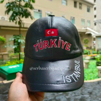 READY!! TOPI KULIT TURKIYE ISTANBUL ORIGINAL TURKI - ISTANBUL HITAM