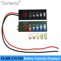 Turmera 1S-20S 3.7V-72V Battery Indicator Displayer with Switch Use in 12V 18V 24V 36V 48V 60V Lithium Battery Lifeo4 Lead-Acid