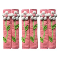 6PCS Pastoral Flower Polka Dot Door/Refrigerator Handle Cover Fridge Door Handle Gloves Home Decor Accessories Pink
