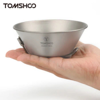 Tomshoo Outdoor Camping Titanium Sierra Cup Travel Cookware Portable Camping Titanium Bowl Titanium Bowl with Folding Handle