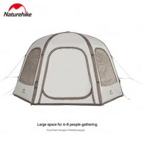 Naturehike Outdoor UPF50+ Awning Hexagon Inflatable Build Tent Travel 150D Oxford Cloth Waterproof Large Space Camping Air Tent