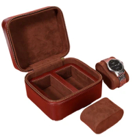 2 Slot Watch Box Portable Soft Lining Watch Travel Case for Men Women Jewelry Accessories Display Case Gift for Husband F0T5