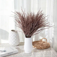 6pcs 1 Bundle of Trident Leaflet Grass Artificial Flowers Home Decor for Vase Wedding Christmas Decoration Wholesale Fake Flower