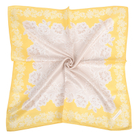 Nina Ricci 華麗蕾絲花朵混綿方型絲巾-亮黃色