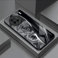 For Vivo X90 Tempered Glass Phone Case - Dragon Pattern, Explosion & Shock Proof, Luxury Design, Sym