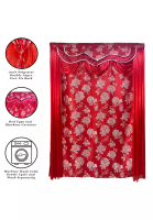 RamsHomeDecor RamsHomeDecor Double Layer Curtain / Rod Curtain / Window Panel With Attached Valance / Curtain Rod Type Blackout / Langsir Bilik Pintu Tingkap / Tirai / Langsir - Emery Curtain (Red)