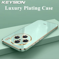 KEYSION Luxury Plating Case for VIVO X100 Pro 5G X90 Pro+ TPU Silicone Square Shockproof Phone Cover for VIVO X80 Pro X80 Lite