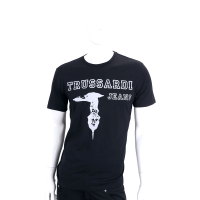 TRUSSARDI-JEANS 黑色字母LOGO棉質短袖T恤