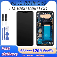 Super AMOLED 6.4" For LG V50 LCD Display Touch Screen Digitizer Assembly For LG V50 ThinQ 5G LCD Display Frame Replacement
