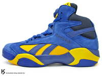 [25cm] 2014 世界限量發售 美國紐約鞋舖 PACKER SHOES x REEBOK SHAQ ATTAQ BLUE CHIP 一代 藍黃 麂皮 PUMP 鞋舌充氣 碳纖維 魔術隊 32 經典重新再現 1992 Shaquille O'Neal 簽名球鞋 (V61571) !