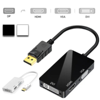 【Arum】DP轉HDMI/VGA/DVI影音轉接線(1080P高清DisplayPort to 3合1訊號轉接器)