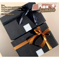 HAMPERS GIFT BOX/PAKET KOTAK KADO BESAR HITAM PREMIUM/KARDUS SET PACKAGING LENGKAP