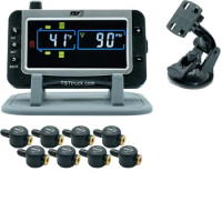 TST 507 Tire Pressure Monitoring System with 10 Flow Thru Sensors and Color Display for Metal Valve Stems by Truck System Techno