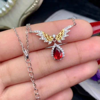 Natural Garnet Necklace 925 pure silver two color gold plating new store owner's recommendation