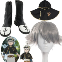Anime Clover Cosplay Asta Cosplay shoes New Anime Brand Asta Costume Black Cloak shoes wigs Halloween suits Accessories