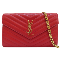 SAINT LAURENT YSL 聖羅蘭【再降價】紅色 牛皮 WOC 22CM 肩背包 鍊帶 360452 【二手名牌BRAND OFF】