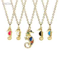 1Pcs Copper Sea Horse Jewelry Necklace NM46374