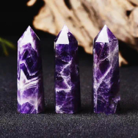 Natural Amethyst Point Geode Crystal Healing Energy Stone Natural Quartz Home Decor Reiki Polished Crafts 50-80mm Stone Carved