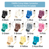 Fakra Male Crimp Connector Car Radio FM GPS Antenna Fakra-A/B/C/D/E/F/G/H/I/K/Z Adapter for RG316 RG174 Pigtail Cable