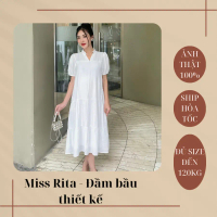 Đầm bầu dáng suông bigsize màu trắng Đầm bầu tay cộc mùa hè đủ size đến 120kg thiết kế bởi Miss Rita