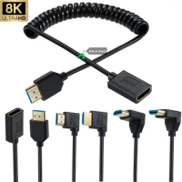 HDMI Coiled Cable 8K Super Flexible Slim HDMI High Speed Supports 48Gbps 3D 8K60 4K120 144Hz for Camera Monitor TV PS5 Monitor