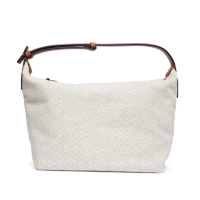 【LOEWE 羅威】Cubi Anagram 提花 小牛皮 中號 手拿包 腋下包 亞麻色/棕褐色