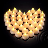 12Pcs Flickering Flameless LED Candles Light Lamp Waterproof Floating on Water LED Tea Light Battery Operated for Pool Spa Decor