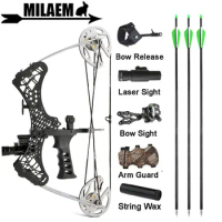 Archery Mini Compound Bow Arrows Set 25lbs Bowfishing Aluminum Arrow Right Left Hand Hunting Fishing Shooting Accessories