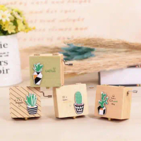 Solid Wooden Music Box With Mirror Hand Made Creative Cactus Design Craft Exquisite Musical Gifts LX8721