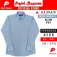 Pojok Busana Kemeja ALISAN Biru Muda B2 Lengan Panjang Regular & Slim Fit Pria - Kantor Kerja Shirt 