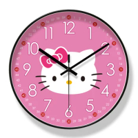 Hello Kitty Wall Clock Automatic Radio Controlled Clock House Decoration Modern Decor Wall Clock for Kids Rooms Modern Design