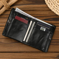 Dompet Pendek Kulit Tulen, Luufan, Gaya Bifold, Pemegang Kad, Dompet Pendek, Untuk Lelaki, Diperbuat