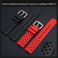 22mm Soft Silicone Watch Band For Tag Heuer Strap Racing F1 WAZ2113 Sports Diving Waterproof Wristband Rubber Men Pin Buckle