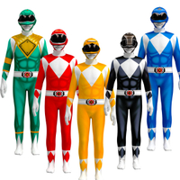 Power Team Rangers เสื้อผ้าเด็กชิ้นเดียวคอสเพลย์ซูเปอร์ฮีโร่ผู้ใหญ่เด็กฮาโลวีนเครื่องแต่งกาย Jumpsuit Zentai Suit