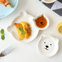 日式北極熊早餐盤餐具陶瓷可愛寶寶分隔盤飯盤家用餐盤釉下彩