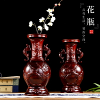 中式紅木花瓶擺件花梨木雕裝飾工藝品家居插花辦公室實木客廳花插