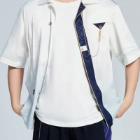 MiHoYo Official Genshin Impact Kamisato Ayaka Short Sleeved Shirt Doujin Kamisato Ayaka Theme Uniform Accessories Xmas Gifts