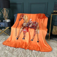 Horse Printed Luxury Throw Blanket Stitch Bedspread on The Bed H Blanket for Sofa Living Room Body Bedroom Travel Soft Cashmere