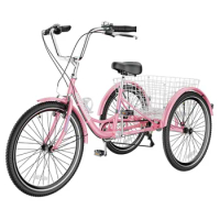 2024 Mew Adult Tricycles, 7 Speed Adult Trikes 20/24/26 Inch 3 Wheel Bikes, Cruise Bike with Basket
