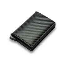 Business ID Credit Leather Rfid Card Holder Luxury Mens Mini Wallet Card Case Wallets Blocking Protect