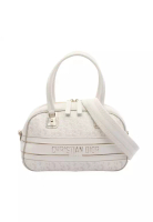 Christian Dior Pre-Loved Christian Dior Vibe Bowling Bag Handbag leather white gold 2WAY